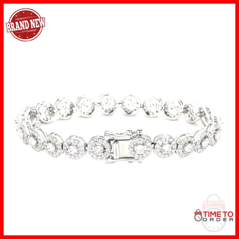 18K Gold Tennis Bracelet with Moissanite, Lobster Clasp, 7.2 Inch